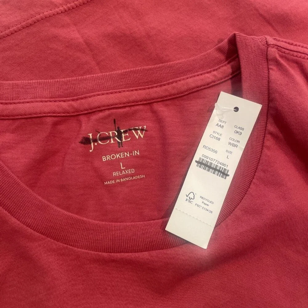 J.Crew Relaxed Broken-In T-Shirt Mens L Warm Brick Red Crewneck Tee Basic Lounge
